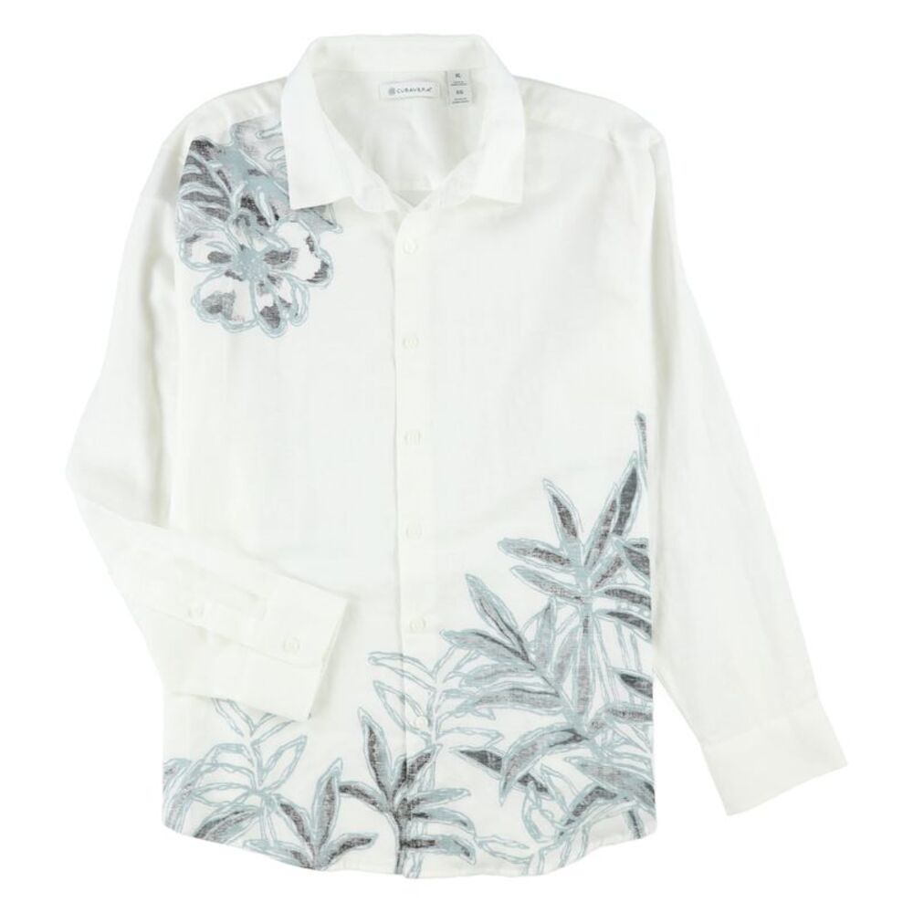 CubAvera Mens Reverse Asymmetric Print Button Up Shirt, NWT